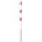 Barrier posts | Steel tube  60 x 2,5 mm | removable | with triangular locking mechanism | hot-dip galvanized and white coated withthree red reflecting stripes | with 1 eyelet